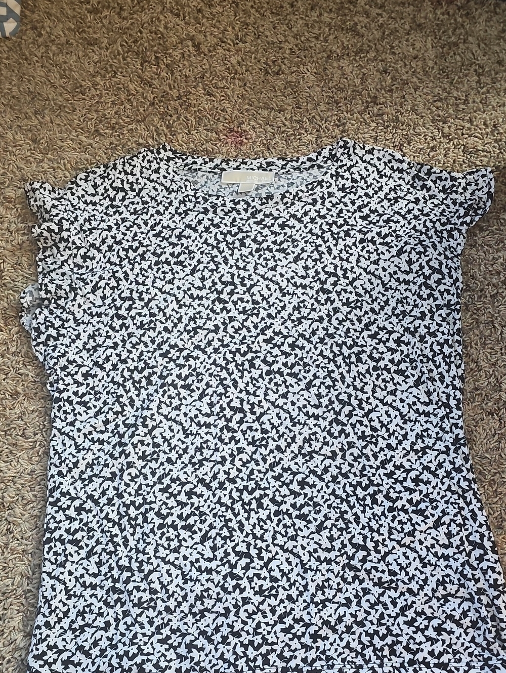 Michael Kors Black and White Printed Short Sleeve Tee